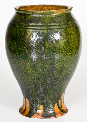 Rare Green-Glazed Redware Vase by Emanuel Duschek, Chicago, Illinois, circa 1900