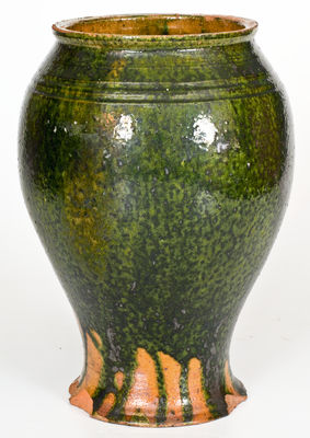 Rare Green-Glazed Redware Vase by Emanuel Duschek, Chicago, Illinois, circa 1900