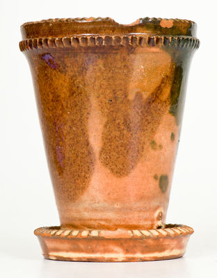 Diminutive Multi-Glazed Redware Flowerpot, Strasburg, VA, circa 1890, att. J. Eberly & Co.