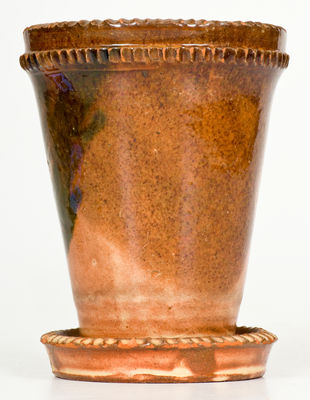 Diminutive Multi-Glazed Redware Flowerpot, Strasburg, VA, circa 1890, att. J. Eberly & Co.