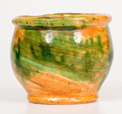 Rare and Fine Small-Sized Multi-Glazed Redware Jar, Strasburg, VA, circa 1890, att. S. Bell & Sons