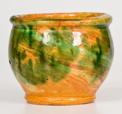 Rare and Fine Small-Sized Multi-Glazed Redware Jar, Strasburg, VA, circa 1890, att. S. Bell & Sons