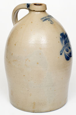 3 Gal. COWDEN & WILCOX / HARRISBURG, PA Stoneware Jug with Bold Leaf Decoration