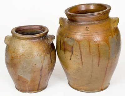 Lot of Two: Iron-Oxide Dipped Stoneware Jars incl. John Swann, Alexandria, VA Example