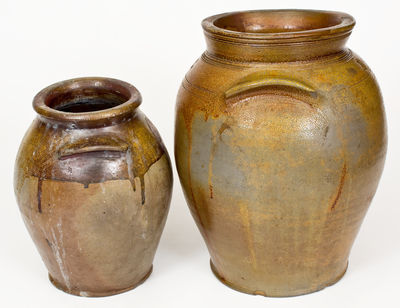 Lot of Two: Iron-Oxide Dipped Stoneware Jars incl. John Swann, Alexandria, VA Example