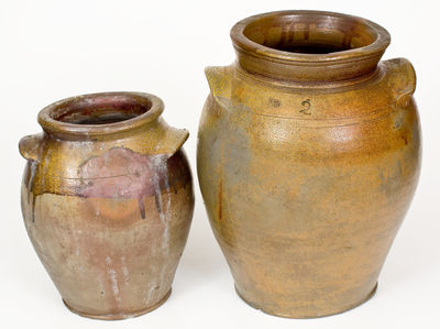 Lot of Two: Iron-Oxide Dipped Stoneware Jars incl. John Swann, Alexandria, VA Example