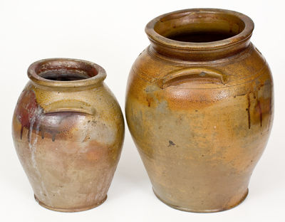 Lot of Two: Iron-Oxide Dipped Stoneware Jars incl. John Swann, Alexandria, VA Example