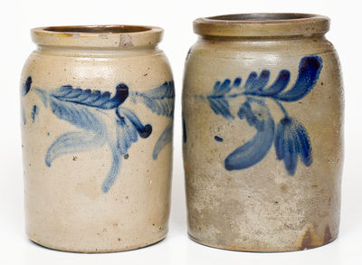 Lot of Two: Philadelphia Stoneware Jars with Floral Decoration