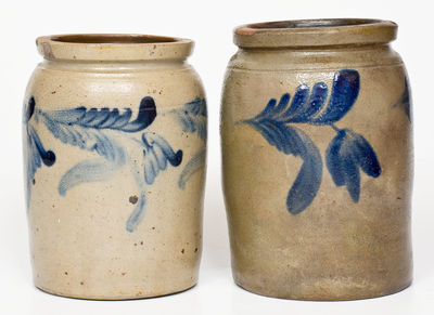 Lot of Two: Philadelphia Stoneware Jars with Floral Decoration