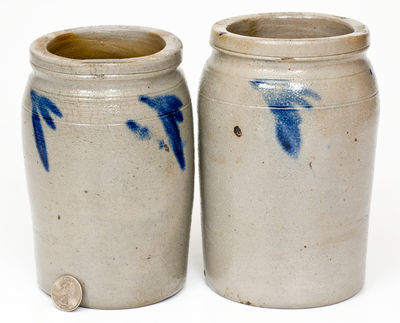 Lot of Two: 1/4 Gal. Stoneware Jars attrib. R. J. Grier, Chester County, PA