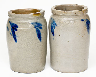 Lot of Two: 1/4 Gal. Stoneware Jars attrib. R. J. Grier, Chester County, PA