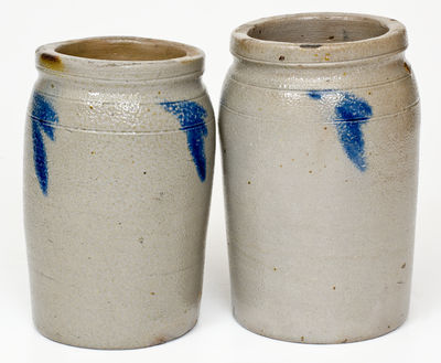 Lot of Two: 1/4 Gal. Stoneware Jars attrib. R. J. Grier, Chester County, PA