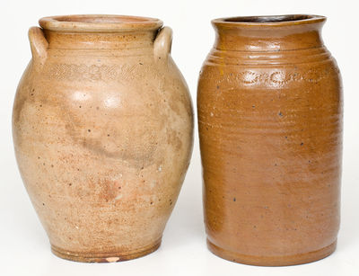 Lot of Two: Unusual Stoneware Jars with Coggled Decoration