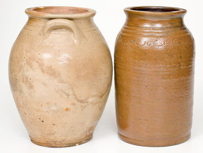 Lot of Two: Unusual Stoneware Jars with Coggled Decoration