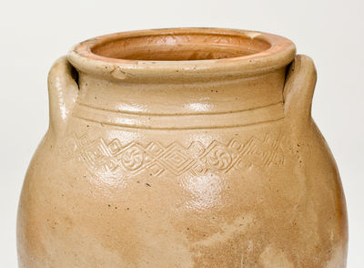 Lot of Two: Unusual Stoneware Jars with Coggled Decoration