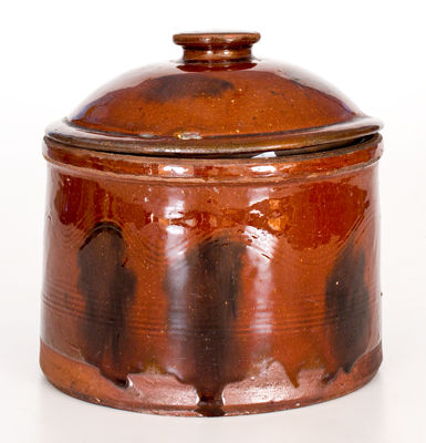 Small Redware Lidded Butter Crock att. Norwalk, CT