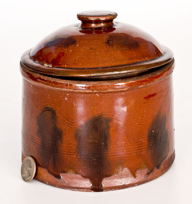 Small Redware Lidded Butter Crock att. Norwalk, CT