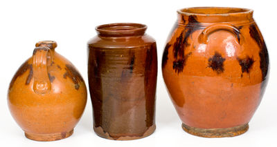 Lot of Three: Redware Vessels, Norwalk, CT or possibly Huntington, NY