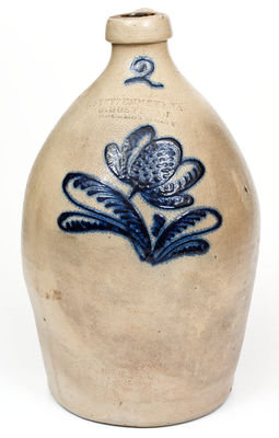 F. STETZENMEYER & G. GOETZMAN / ROCHESTER. NY Stoneware Jug with Bold Floral Decoration