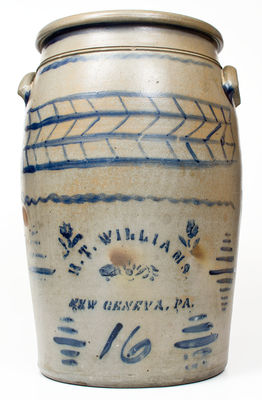 Fine 16 Gal. R. T. WILLIAMS / NEW GENEVA, PA Stoneware Jar