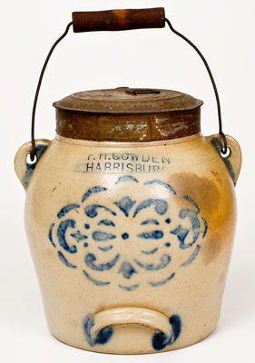 1 Gal. F. H. COWDEN / HARRISBURG Stoneware Batter Pail w/ Stenciled Decoration