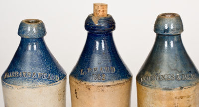 Lot of Seven: Stoneware Bottles incl. Cobalt-Decorated Examples