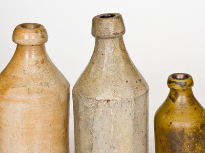 Lot of Seven: Stoneware Bottles incl. Cobalt-Decorated Examples