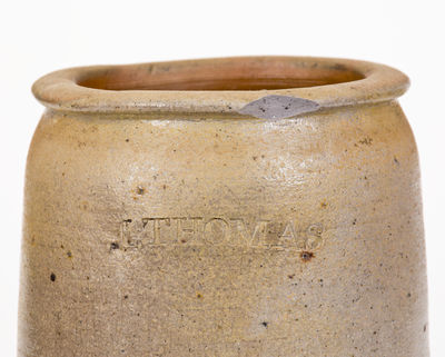 Rare I. THOMAS, Maysville, KY Stoneware Jar, circa 1840