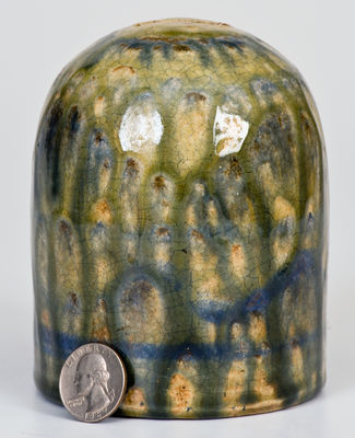 Rare Alkaline-Glazed Stoneware Bank w/ Cobalt Decoration, probably Shimuel Timmerman, Lanier County, GA