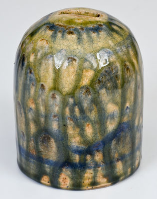 Rare Alkaline-Glazed Stoneware Bank w/ Cobalt Decoration, probably Shimuel Timmerman, Lanier County, GA