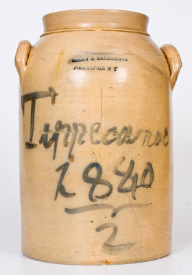 Extremely Rare Tippecanoe / 1840 Stoneware Political Jar, Selby & Sanderson / Poughkeepsie, NY