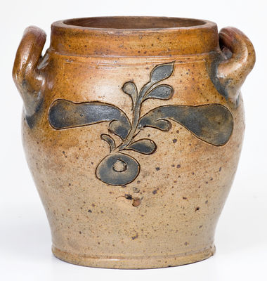 Exceedingly Rare Quart-Sized Stoneware Jar w/ Elaborate Incised Bird Decorations, Crolius Family, Manhattan, c1800