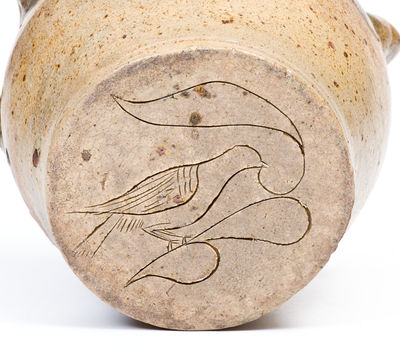 Exceedingly Rare Quart-Sized Stoneware Jar w/ Elaborate Incised Bird Decorations, Crolius Family, Manhattan, c1800