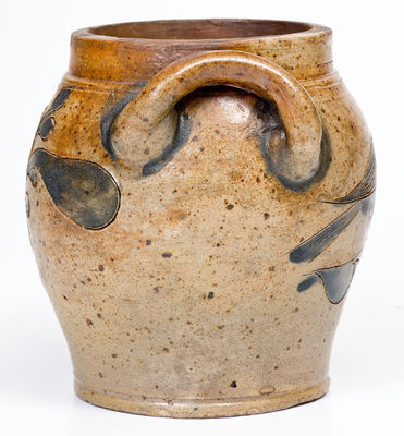 Exceedingly Rare Quart-Sized Stoneware Jar w/ Elaborate Incised Bird Decorations, Crolius Family, Manhattan, c1800