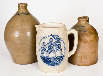 Lot of Three: Northeastern Cobalt-Decorated Stoneware