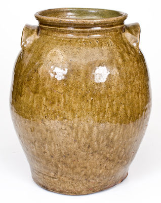 Three-Gallon Alkaline-Glazed Stoneware Jar, Edgefield District, SC, possibly Dave, c1850