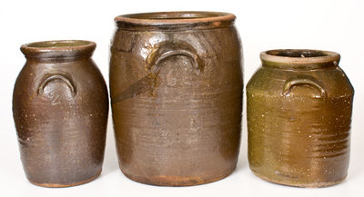 Three Pieces of Penland Family Alkaline-Glazed Stoneware, Candler, NC, circa 1925