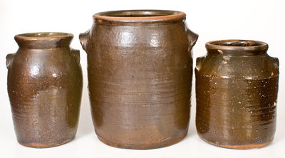 Three Pieces of Penland Family Alkaline-Glazed Stoneware, Candler, NC, circa 1925