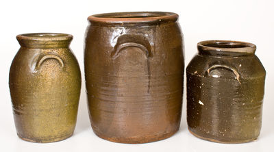 Three Pieces of Penland Family Alkaline-Glazed Stoneware, Candler, NC, circa 1925