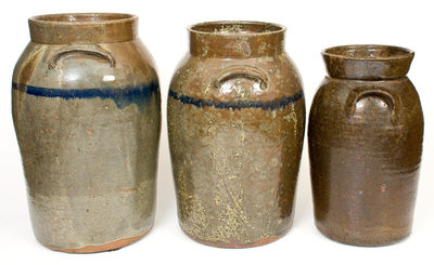 Three Alkaline-Glazed Stoneware Churns attrib. Joe 