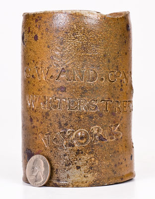 Rare and Important Thomas Commeraw Stoneware Oyster Jar for G. W. AND CO. / N. YORK