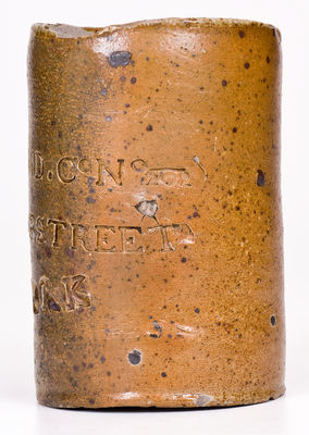 Rare and Important Thomas Commeraw Stoneware Oyster Jar for G. W. AND CO. / N. YORK