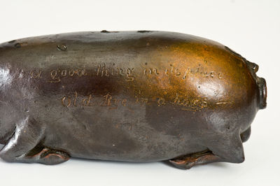 Very Rare Stoneware Pig Flask attrib. Henry Thomas, Louisville, Kentucky
