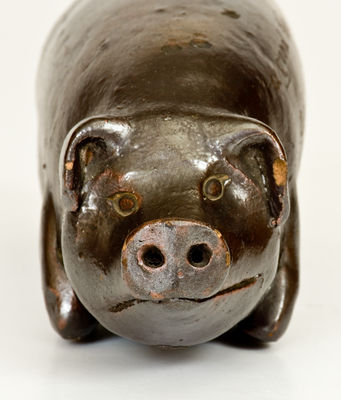 Very Rare Stoneware Pig Flask attrib. Henry Thomas, Louisville, Kentucky