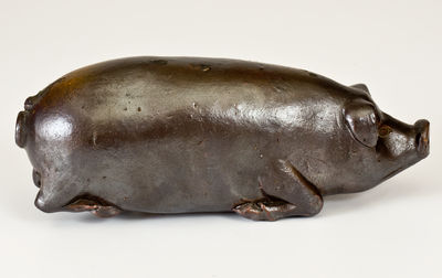 Very Rare Stoneware Pig Flask attrib. Henry Thomas, Louisville, Kentucky