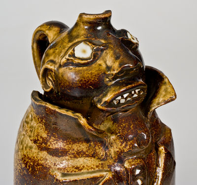 Exceptional Large-Sized Stoneware Face Jug, Alabama origin, late 19th or early 20th century