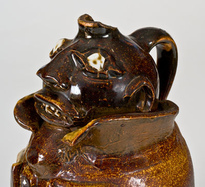 Exceptional Large-Sized Stoneware Face Jug, Alabama origin, late 19th or early 20th century