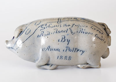 Exceptional Stoneware Pig Flask, 