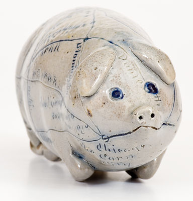 Exceptional Stoneware Pig Flask, 