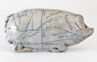 Exceptional Stoneware Pig Flask, 